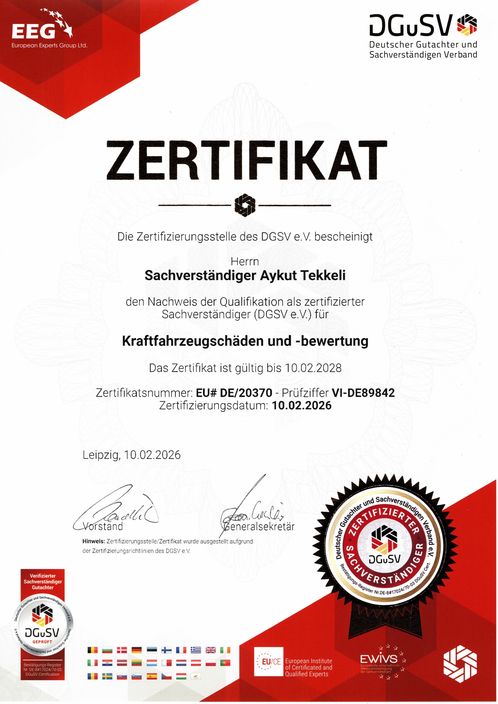 DGuSV Zertifikat 2026 – mobicrash Hamburg